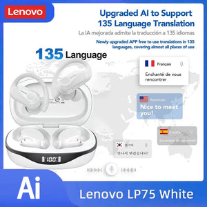 Lenovo LP75 Smart Translator Earbuds | HD Calls, Noise Cancelling, Real-Time Translation Sleekify