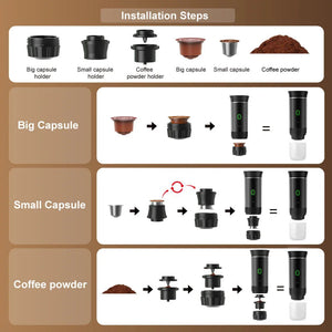 Electric Portable Coffee Machine 3-in-1 Capsule Powder Travel Coffee Maker Sleekify
