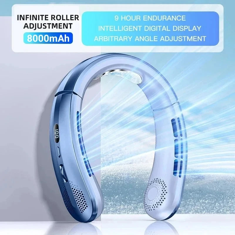 Xiaomi 8000mAh USB Hanging Neck Fan Portable Bladeless Mini Rechargeable Mute LED Digital Display Electric Fans Air Cooler New Sleekify