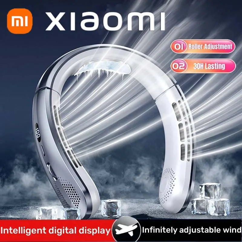 Xiaomi 8000mAh USB Hanging Neck Fan Portable Bladeless Mini Rechargeable Mute LED Digital Display Electric Fans Air Cooler New Sleekify