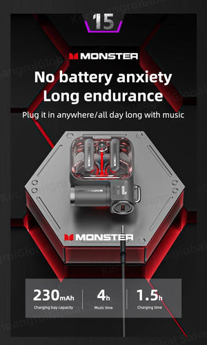 Monster XKT15 Wireless Bluetooth Gaming Earbuds Sleekify