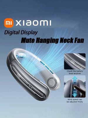 Xiaomi 8000mAh USB Hanging Neck Fan Portable Bladeless Mini Rechargeable Mute LED Digital Display Electric Fans Air Cooler New Sleekify