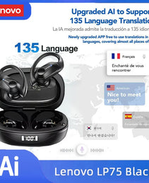 Lenovo LP75 Smart Translator Earbuds | HD Calls, Noise Cancelling, Real-Time Translation