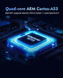 Quad-core AEM Cortex-A53 with Mali-G31 chip for enhanced performance in MagCubic™ Portable Cinema Projector