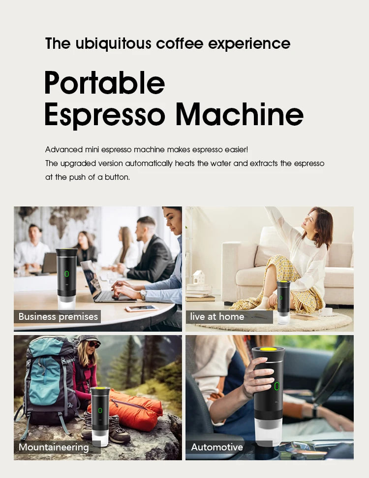 Macchina da caffè elettrica portatile 3-in-1 per capsule e polvere, macchina da caffè da viaggio